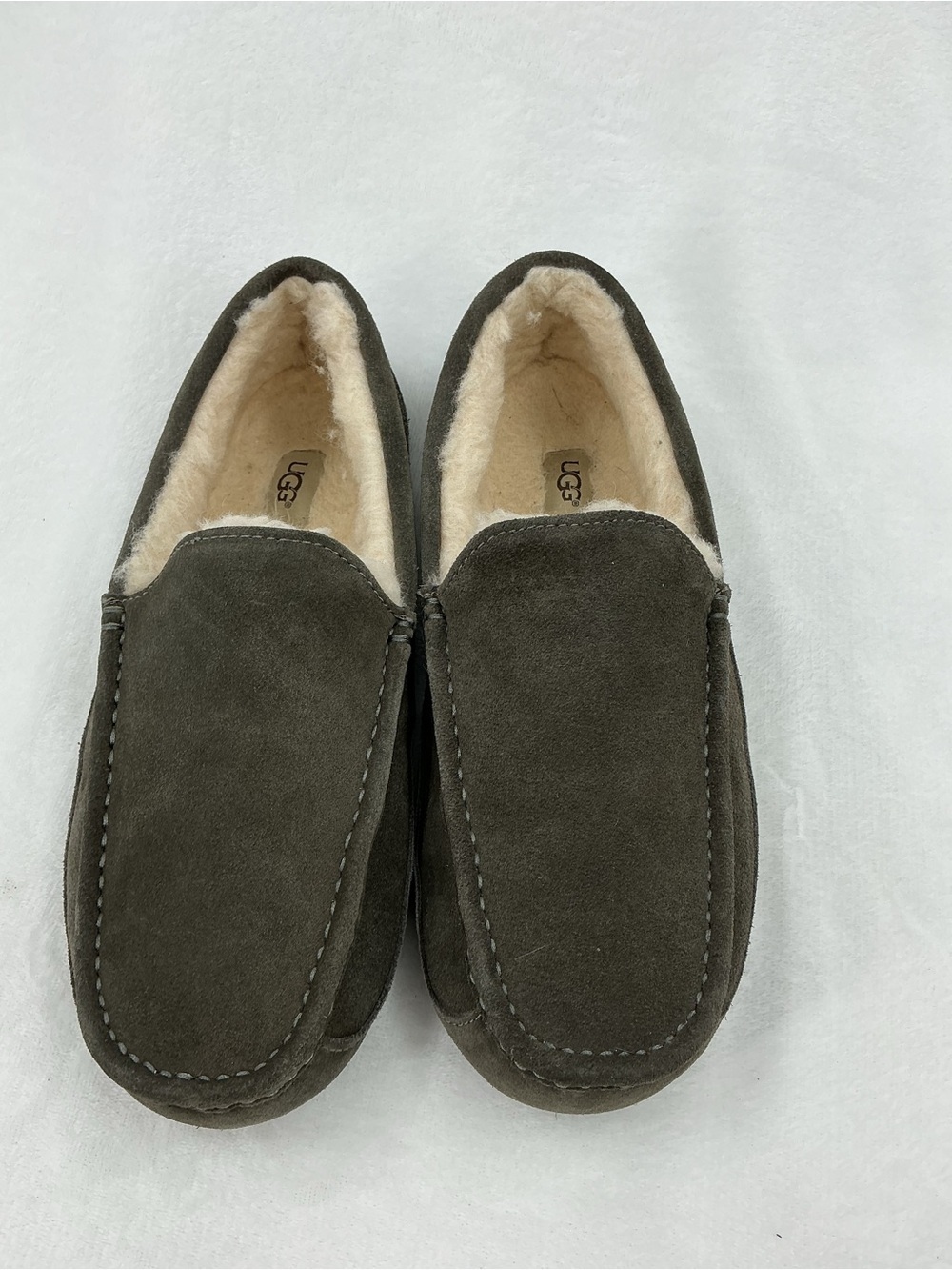 UGG Men's Charcoal Suede Slip-On Shearling Moccasins B30